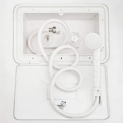 Duchador exterior c/mezcladora y cerradura DURA BLANCO
